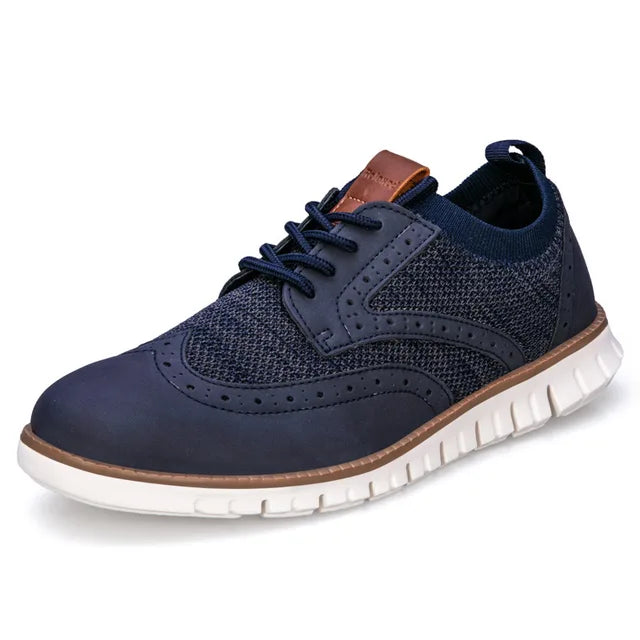 Herrskor Finskor i Beige Mesh med Brogue Detaljer – Hållbar Läder och Andningsbart Material för Elegant Stil 6