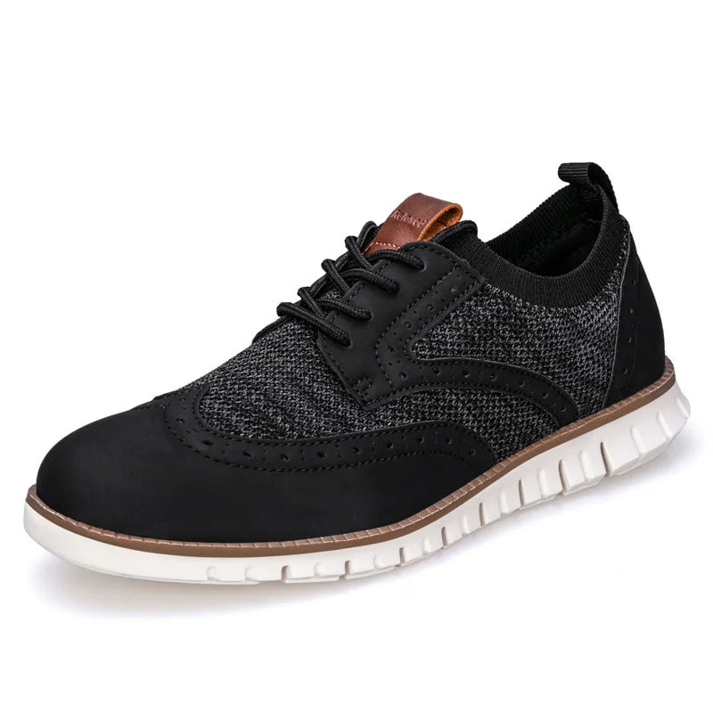 Herrskor Finskor i Beige Mesh med Brogue Detaljer – Hållbar Läder och Andningsbart Material för Elegant Stil 9