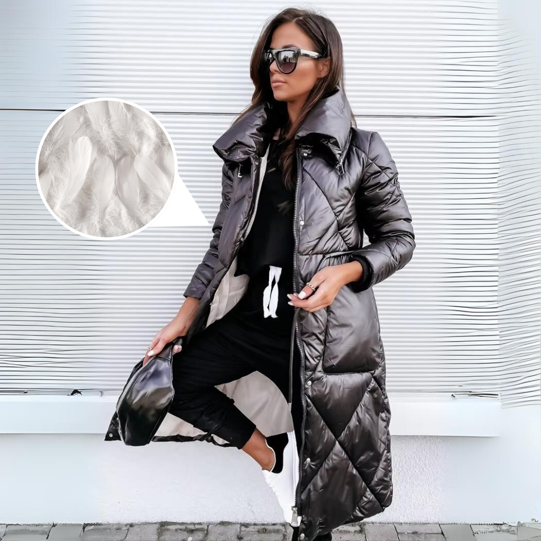 Dam Parkas Längre Elegant Vattenavvisande Polyester-4