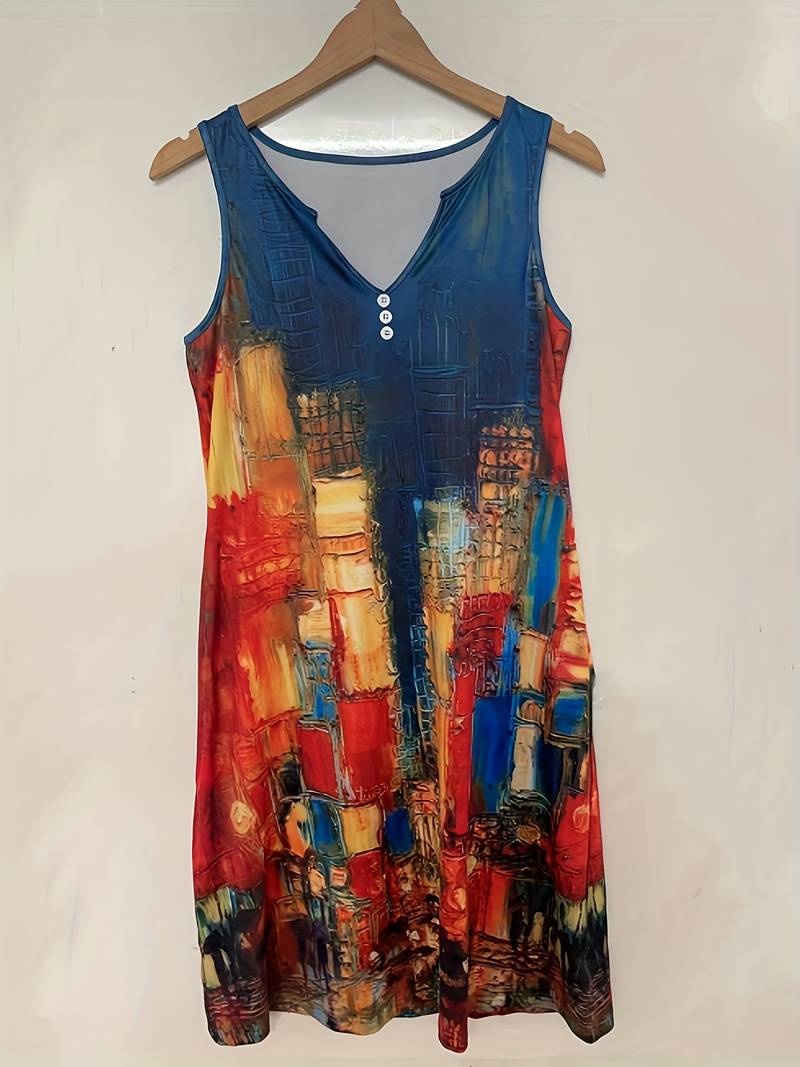 MIDI Klänning för Kvinna med Boho Stil – Lätt Tyg och Blommönster, Avslappnad Passform, Djup Klyvning, Maskintvättbar 6