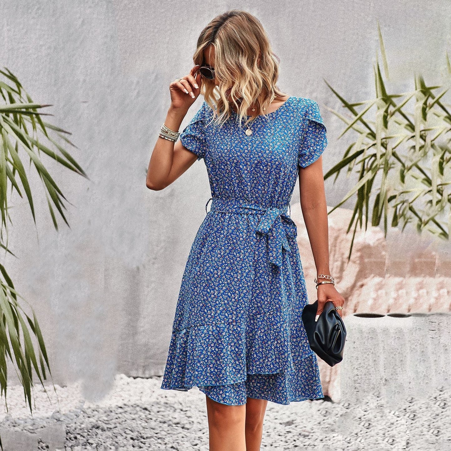 Variant image for Dam MIDI Klänning Med Midjeband Bomull Polyester Elegant Stil-13