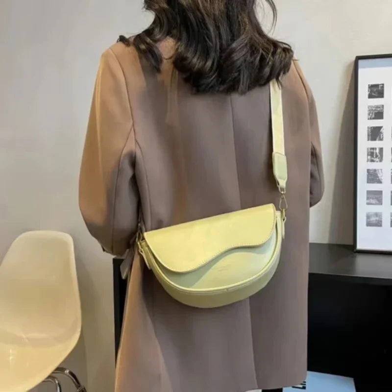 Dam Axelväska Sadelväska Bred Rem PU-Läder-3