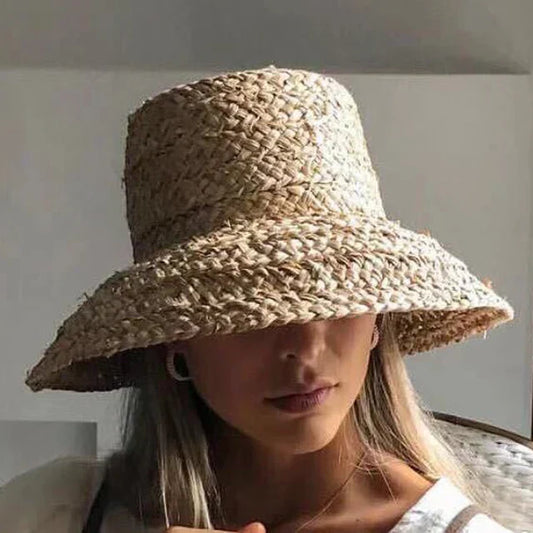 Kvinnors Strandhatt Bred Rand Raffia 1
