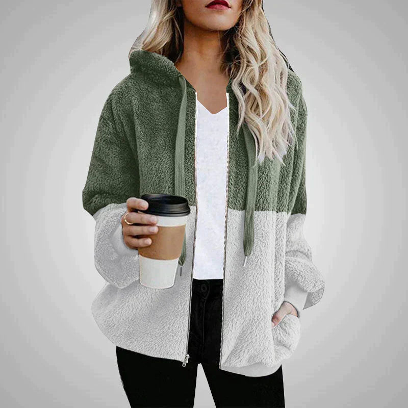 Dam Hooded Jacket Plysch för Kalla Dagar-2