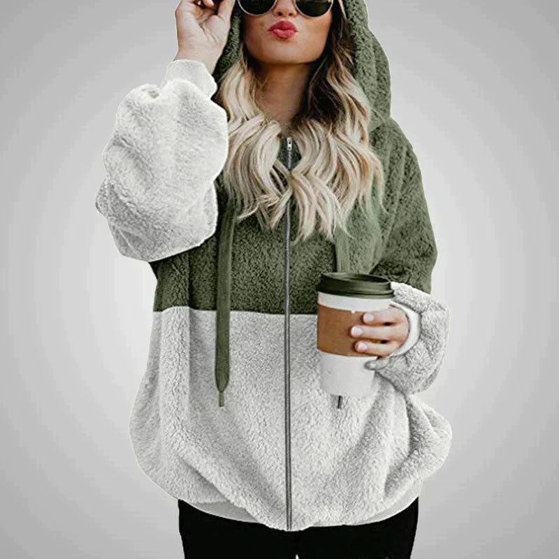 Dam Hooded Jacket Plysch för Kalla Dagar-3