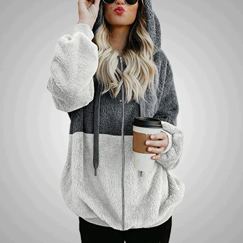 Dam Hooded Jacket Plysch för Kalla Dagar-4