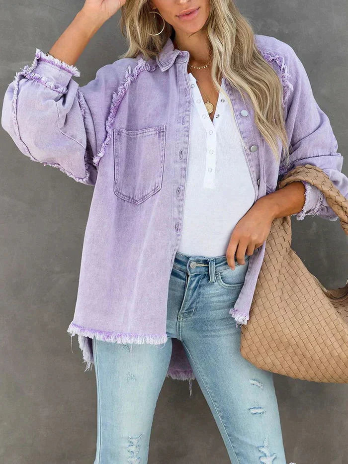 Vintage Jeansjacka Dam i Denim – Avslappnad Passform med Tidlös Stil 2