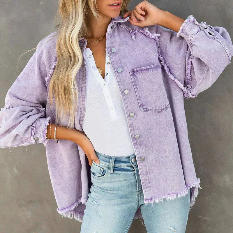 Vintage Jeansjacka Dam i Denim – Avslappnad Passform med Tidlös Stil 9