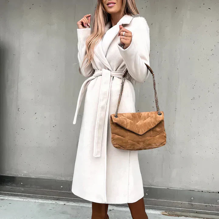 Elegant Trench Coat i Ullmix för Kvinnor – Normal Passform, Perfekt för Lager-på-Lager Styling, Finns i Flera Färger 2