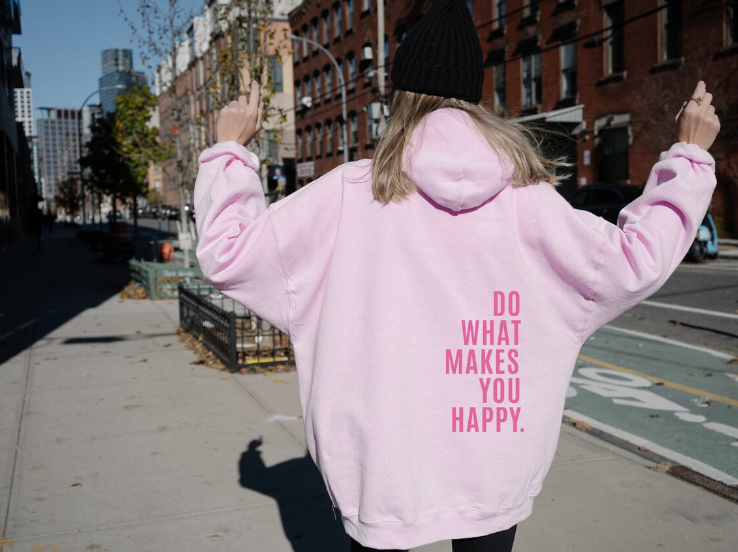 Dam Hoodie Inspirerande Budskap Bomullsblandning-3