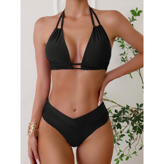 Dam Bikini Set Tropisk Stil Nylon Spandex-1