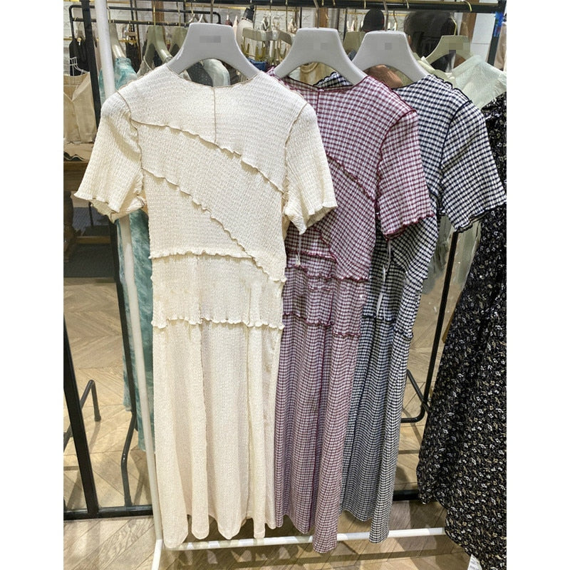 Dam Maxiklänning A-linje O-Hals Polyester Långärmad Sommar-2