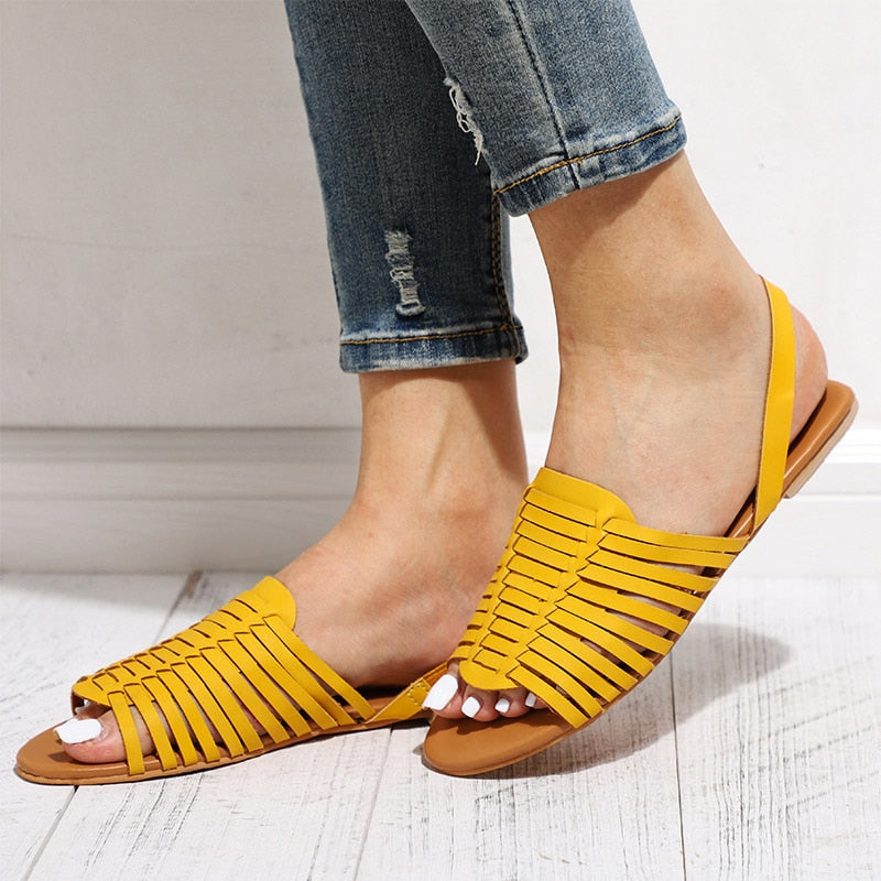 Dam Sandaler Slingback PU Läder Platt Sula för Vardags- och Festbruk 4