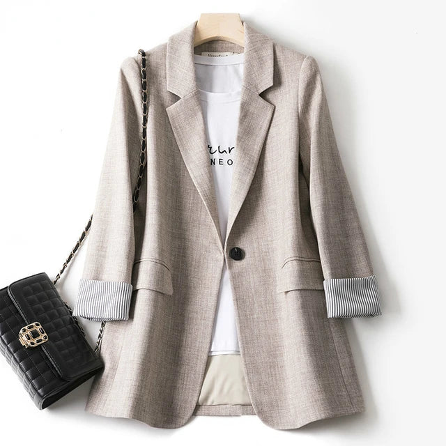 Dam Blazer Lapptäcksmönster Avslappnad Polyester 7