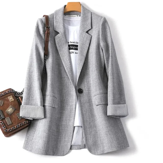 Dam Blazer Lapptäcksmönster Avslappnad Polyester 9