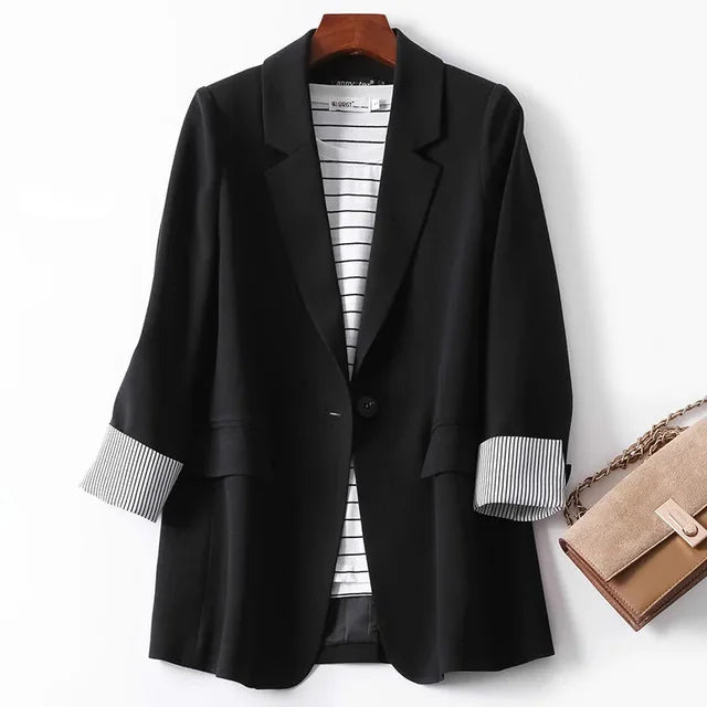 Dam Blazer Lapptäcksmönster Avslappnad Polyester 8