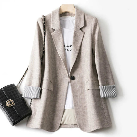 Dam Blazer LapptÀcksmönster Avslappnad Polyester 1