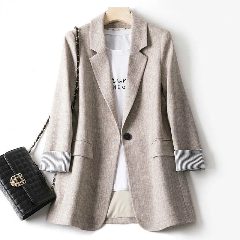 Dam Blazer Lapptäcksmönster Avslappnad Polyester 2