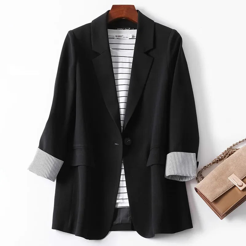 Dam Blazer Lapptäcksmönster Avslappnad Polyester 3