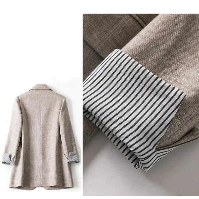Dam Blazer Lapptäcksmönster Avslappnad Polyester 6
