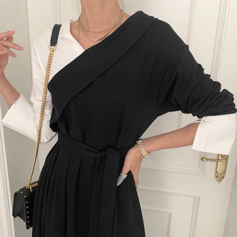 Dam Lång Klänning V-Hals Långärmad Polyester Elegant Fina Dam Klänningar-3