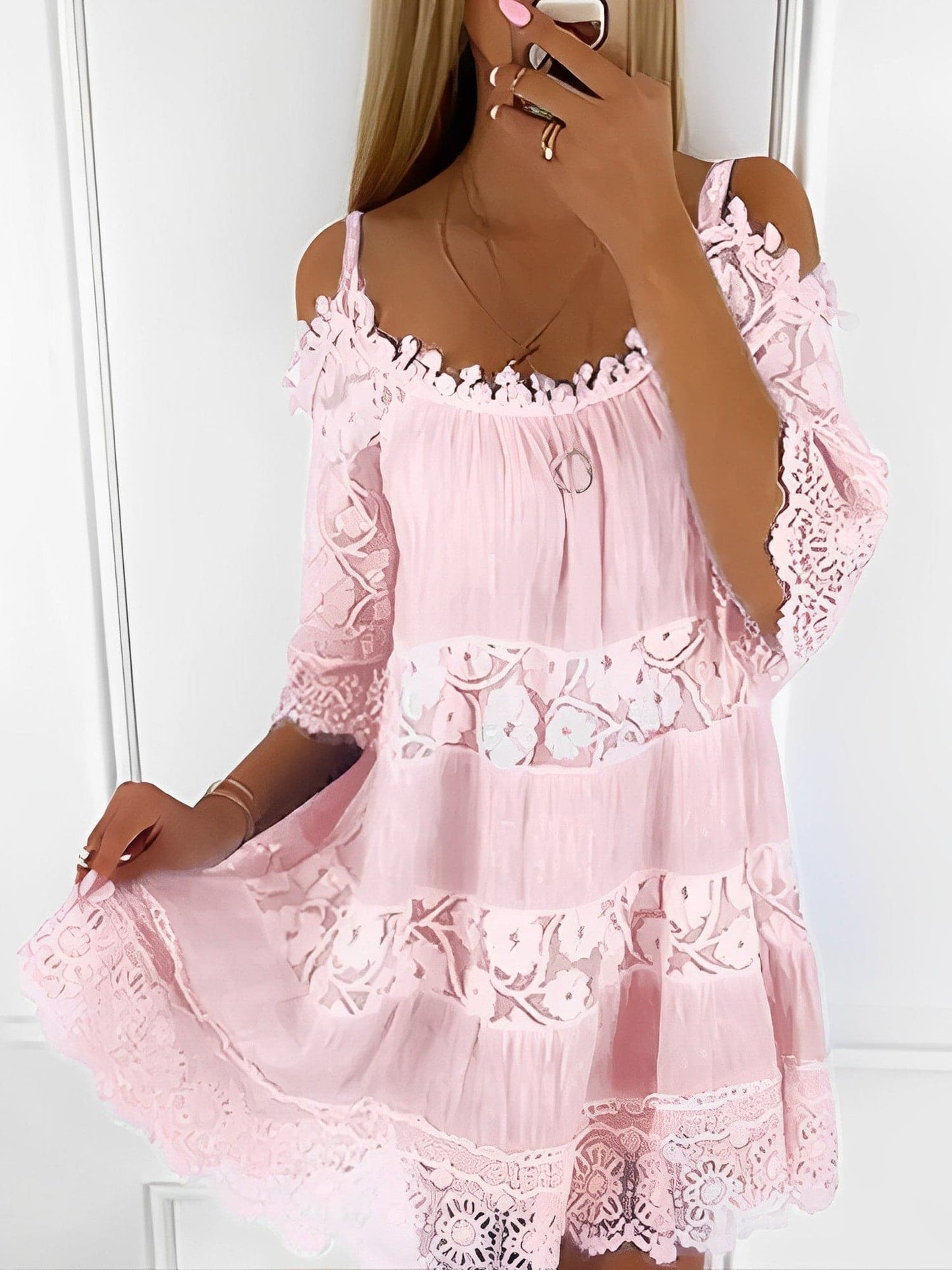 Kvinnors Boho Miniklänning Lätt Material-4