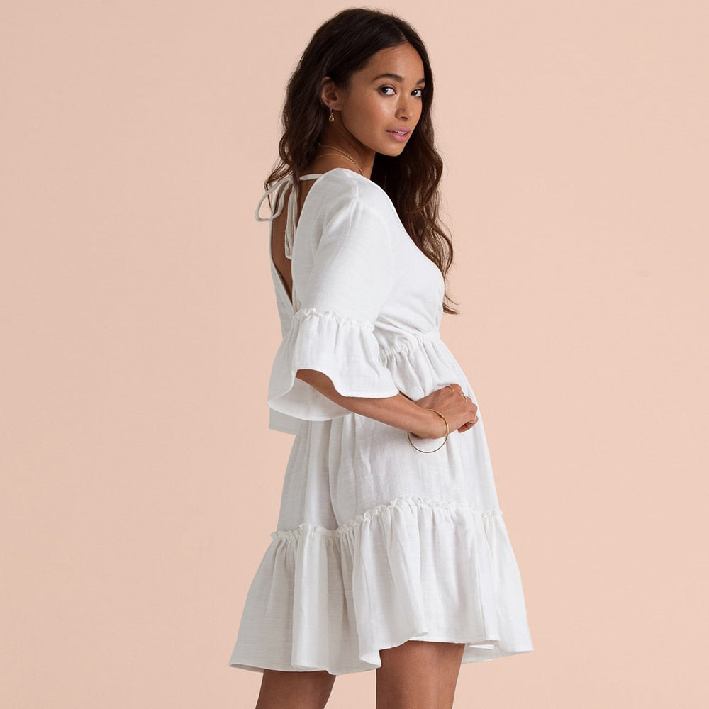 Kvinnors Miniklänning Halvklockärmar Polyester 2