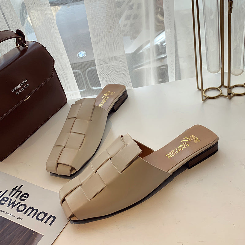 Dam Mules Skor Retro Design PU Låg Häl-4