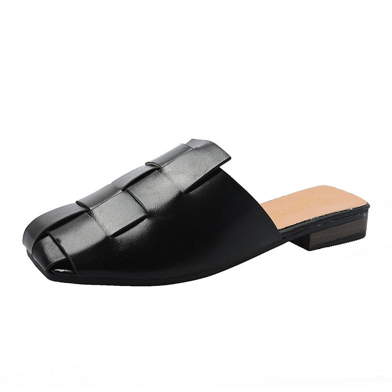 Dam Mules Skor Retro Design PU Låg Häl-2