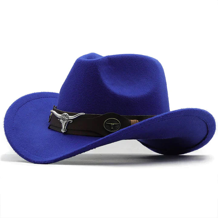 Herrar Western Hatt med Tjurspänne i Filt-3
