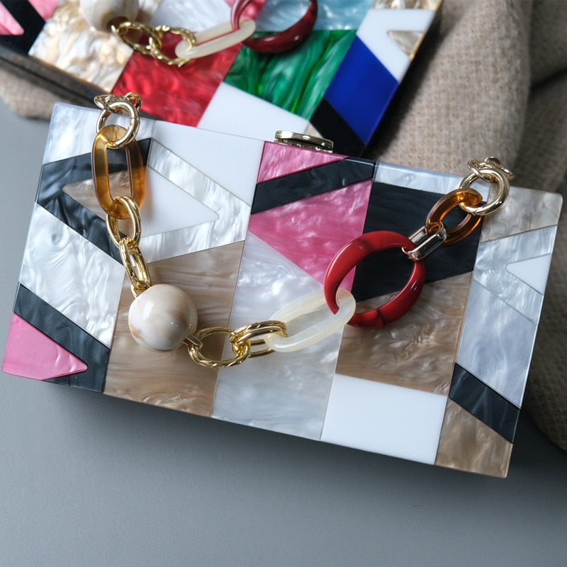 Dam Handväska Geometrisk PVC Modern Stil Hållbar Design 3