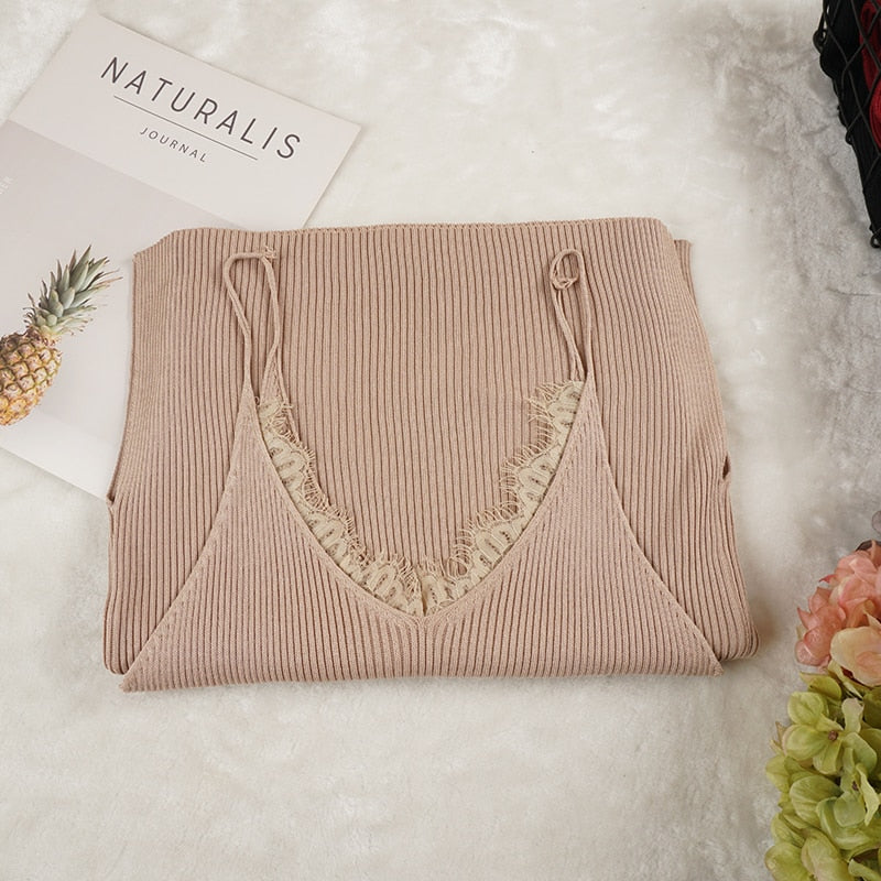 Kvinnors MIDI Klänning V-ringning Bomullsblandning-5