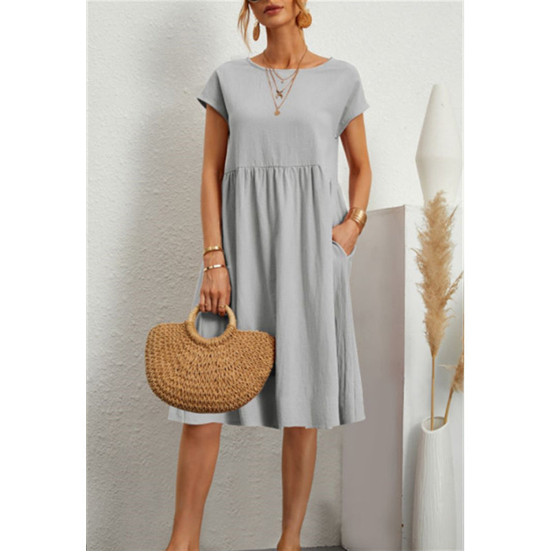 Variant image for Dam Sommarklänning i Satin med Knappstängning - Mångsidig och Elegant För Festliga Tillfällen-31