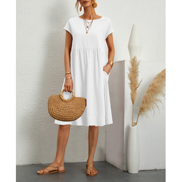Variant image for Dam Sommarklänning i Satin med Knappstängning - Mångsidig och Elegant För Festliga Tillfällen-1