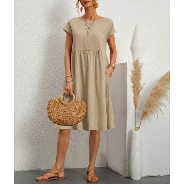 Variant image for Dam Sommarklänning i Satin med Knappstängning - Mångsidig och Elegant För Festliga Tillfällen-6