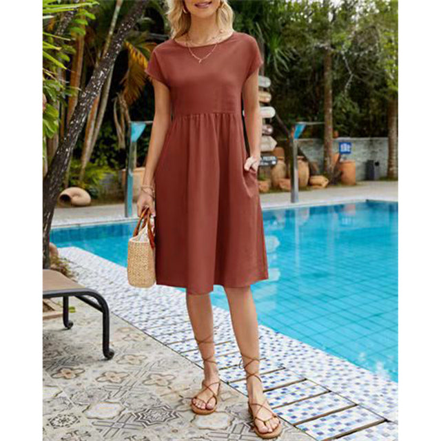 Variant image for Dam Sommarklänning i Satin med Knappstängning - Mångsidig och Elegant För Festliga Tillfällen-14