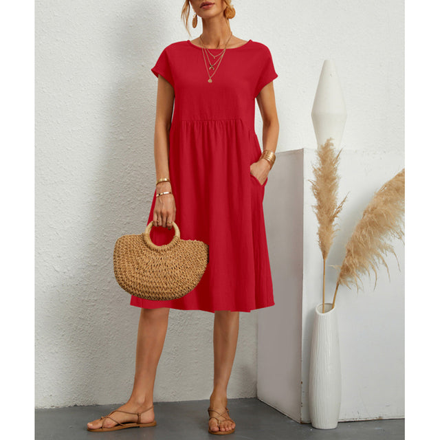 Variant image for Dam Sommarklänning i Satin med Knappstängning - Mångsidig och Elegant För Festliga Tillfällen-16
