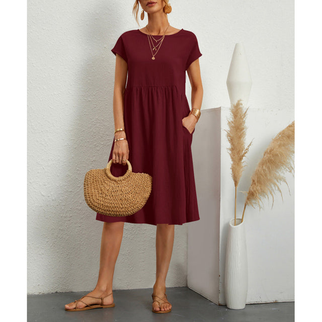 Variant image for Dam Sommarklänning i Satin med Knappstängning - Mångsidig och Elegant För Festliga Tillfällen-21