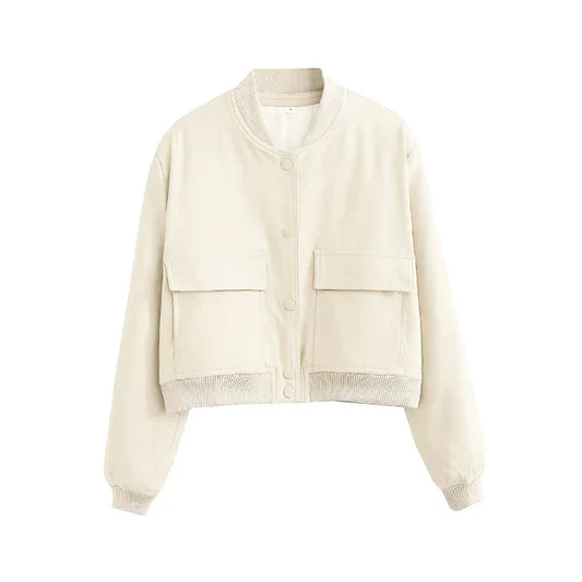 Kvinnors Bomberjacka Enkel Stil Polyester-1