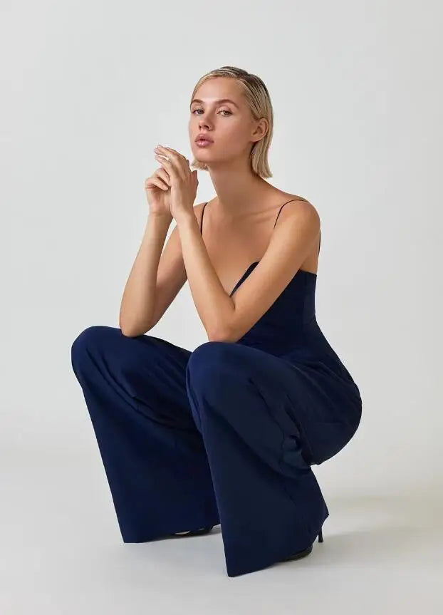 Dam Overall Justerbara Spaghettiremmar Polyester Bomull-4