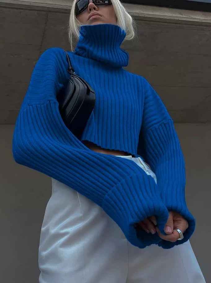 Stickad Dam Tröja Turtleneck i Mjukt Material med Långa Ärmar – Elegant och Bekväm för Vardagsbruk och Formella Tillfällen 5