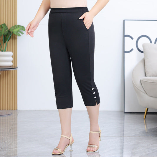 Snygga Capri Byxor Dam med ResĂ„r i Midjan â Stretchigt Tyg för Komfort och Rörelsefrihet 1