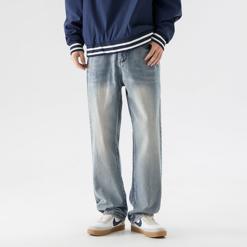 Herr Vintage Jeans Klassisk Denim Lös Passform-3