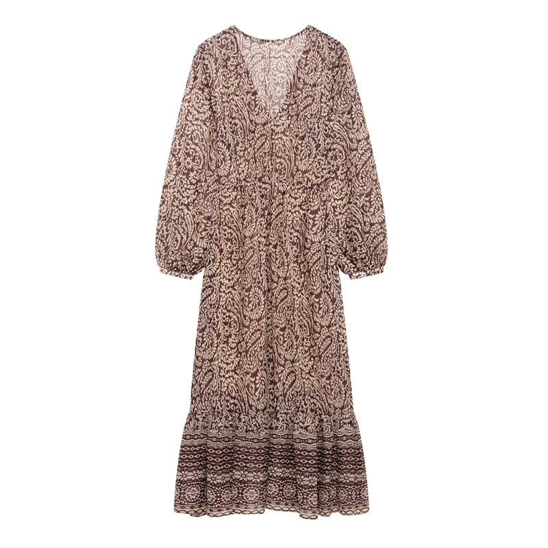 Damklänning A-Line Mönstrad Midi 100% Polyester 3