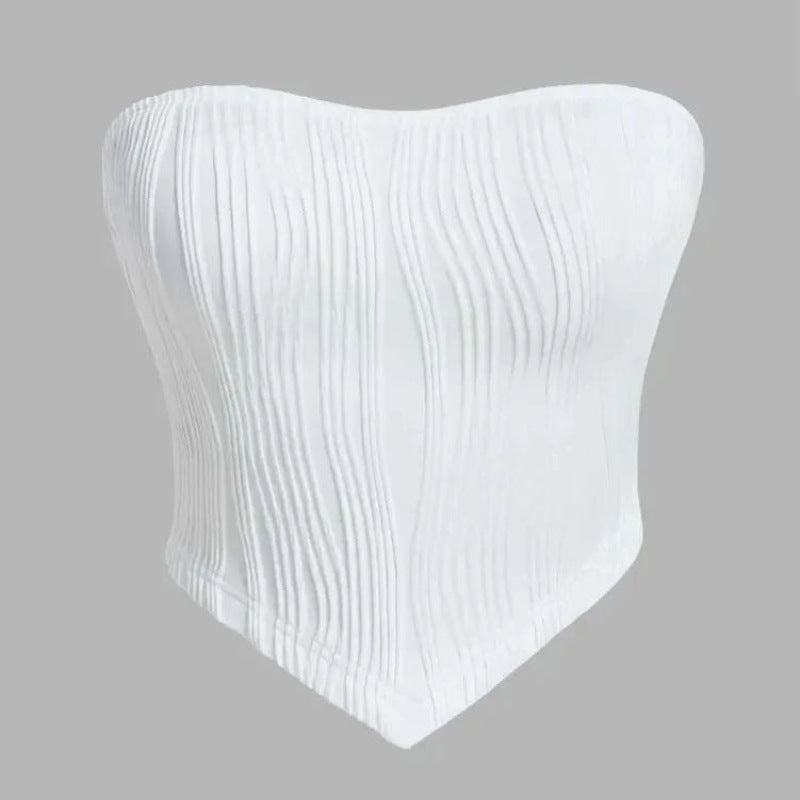 Dam Bustier Ribbad Design Elastiskt Tyg-1