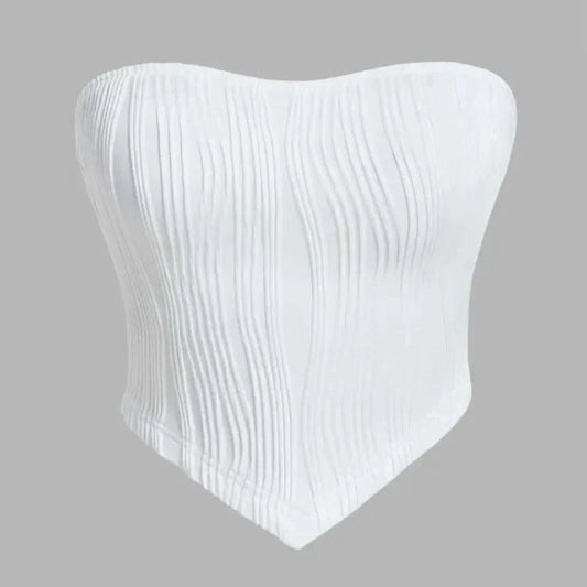 Dam Bustier Ribbad Design Elastiskt Tyg-1