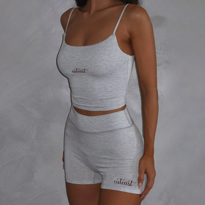 Kvinnor Sportigt Set Crop Top och Shorts Mjuk Textil 2