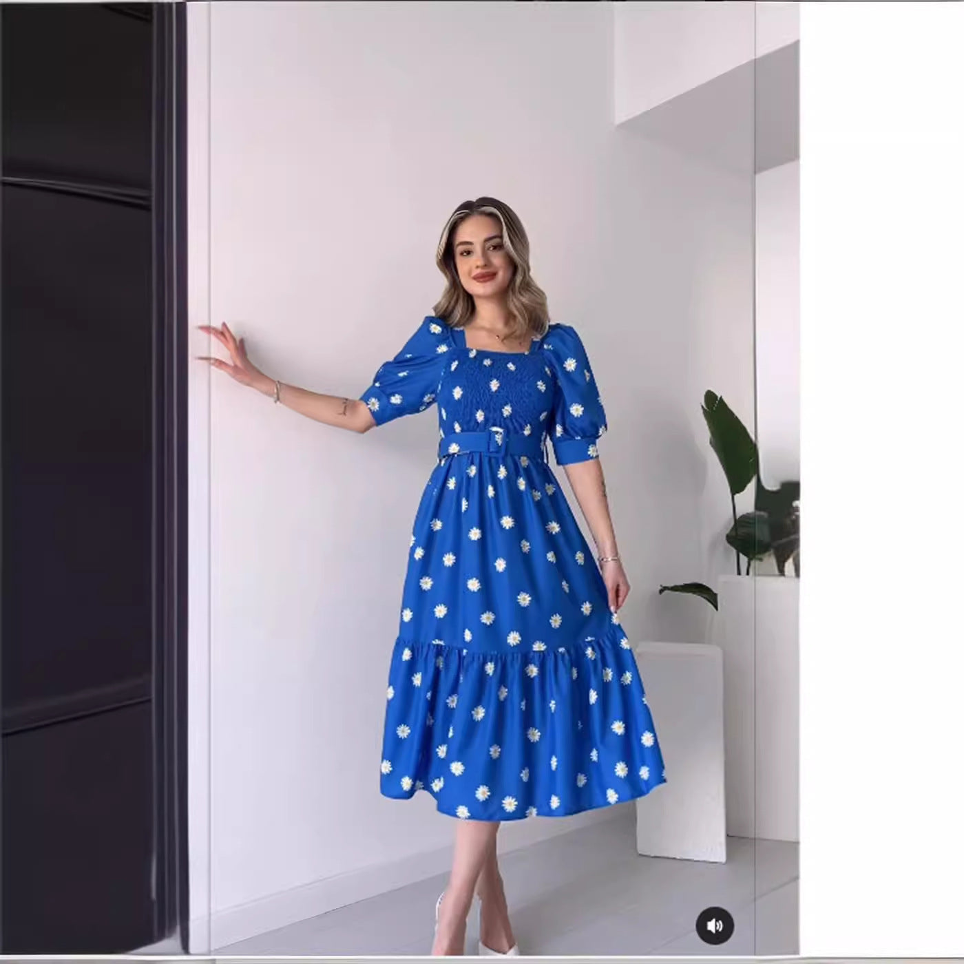 Kvinnors Midi Klänning U-ringad Polyester 5