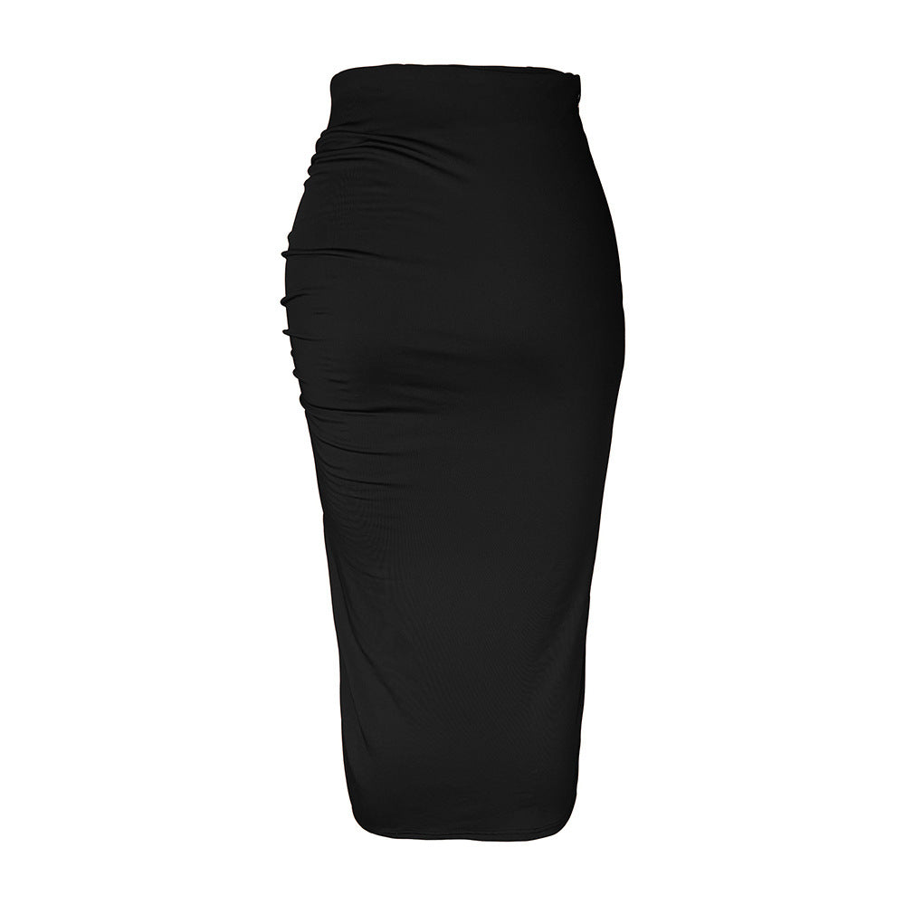 Kvinnors Bodycon Midi Kjol Veckad Spandex-3