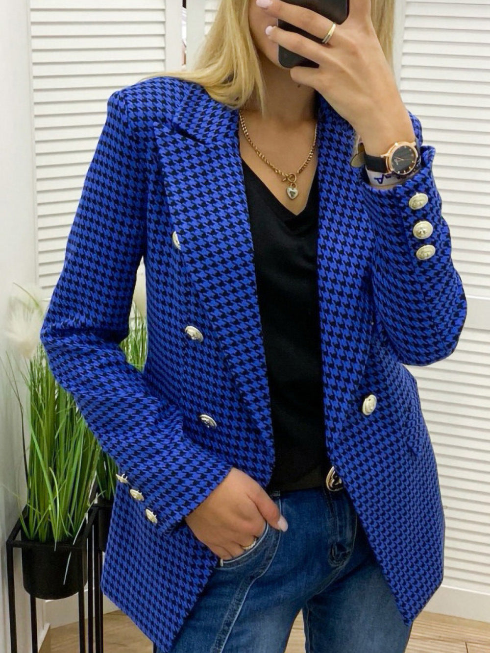 Variant image for Dam Dubbelbröstad Kavaj Slim Fit Polyester-6